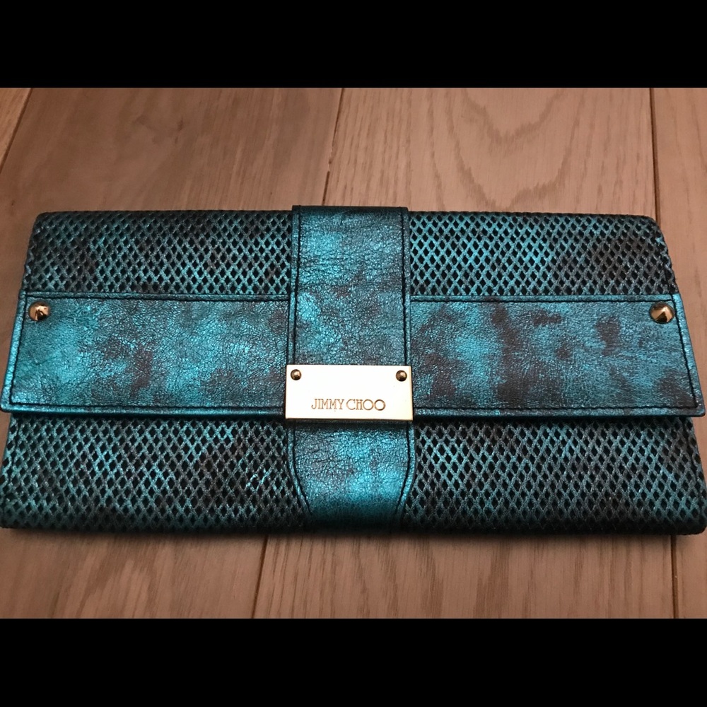 Jimmy Choo Blue Metallic Clutch